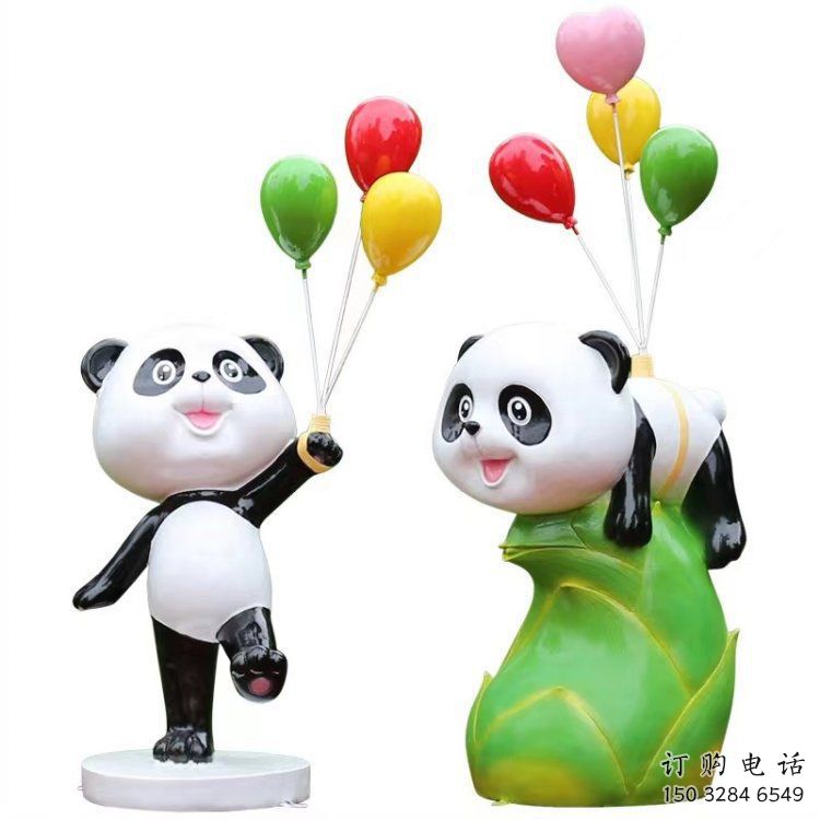 景區(qū)熊貓雕塑通用，陸地擺件，卡通熊貓雕塑點(diǎn)擊