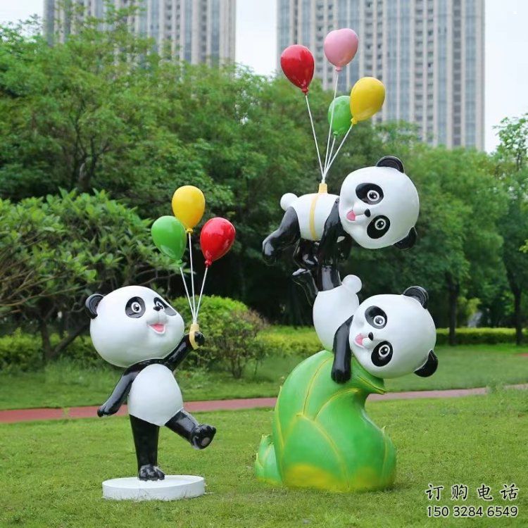熊貓雕塑廠家優(yōu)選，城市裝飾，展示卡通熊貓雕塑定做