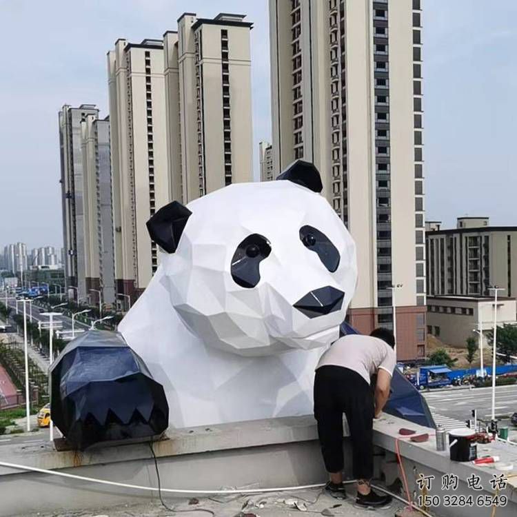 抽象熊貓雕塑展品，小區(qū)雕塑，切面熊貓雕塑工程制作