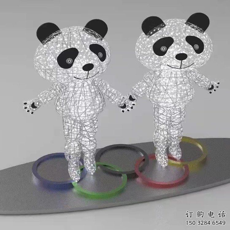 熊貓雕塑工程選用，美陳雕塑，鏤空熊貓雕塑生產(chǎn)