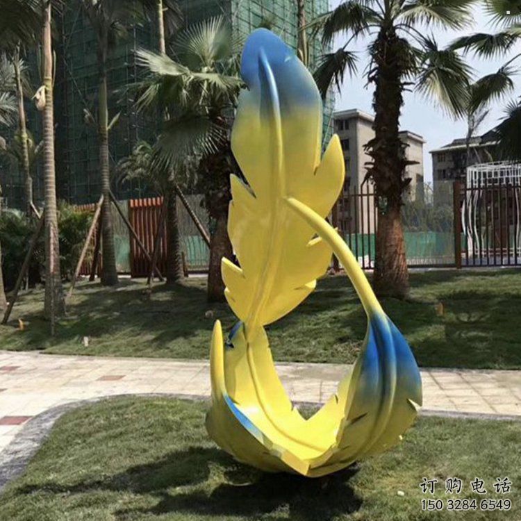 羽毛雕塑承接，景區(qū)案例，公園烤漆羽毛雕塑定制