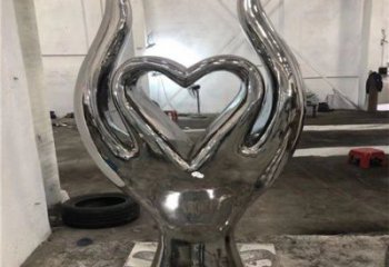 大型心形雕塑常用，戶外擺放，鏡面心形雕塑展示專供