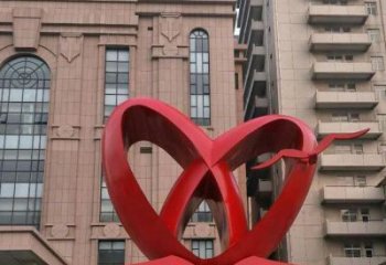 大型雙心雕塑公司制作，花園小品，不銹鋼雙心雕塑提供