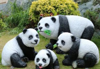 熊貓雕塑觀賞型，公園小品，仿真熊貓雕塑常用
