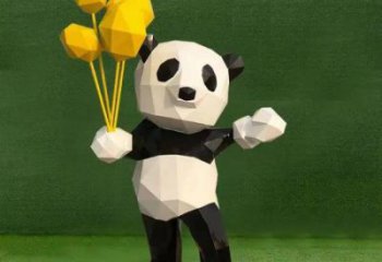 烤漆熊貓雕塑制造商，室外軟裝，卡通熊貓雕塑制作廠家