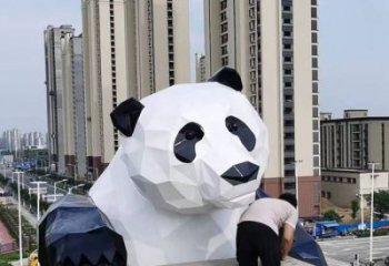 抽象熊貓雕塑展品，小區(qū)雕塑，切面熊貓雕塑工程制作