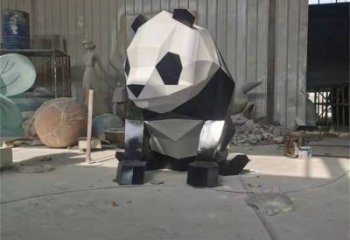 熊貓雕塑精選，陸地?cái)[件，公園切面熊貓雕塑精品