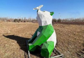 熊貓雕塑精選，露天雕塑，歐式切面熊貓雕塑訂做