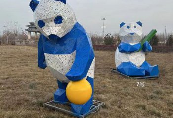 熊貓雕塑優(yōu)選，多彩藝術(shù)，抽象切面熊貓雕塑選用