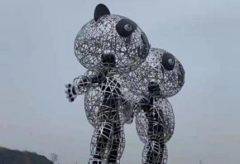鏤空熊貓雕塑制造商，廣場雕塑，鏤空熊貓雕塑廠家