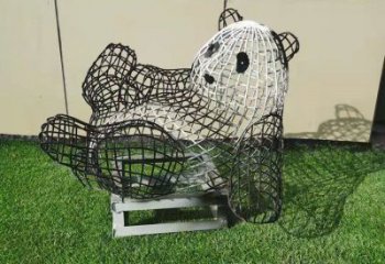 熊貓雕塑制作，標(biāo)識雕塑，鏤空熊貓雕塑廠家優(yōu)選