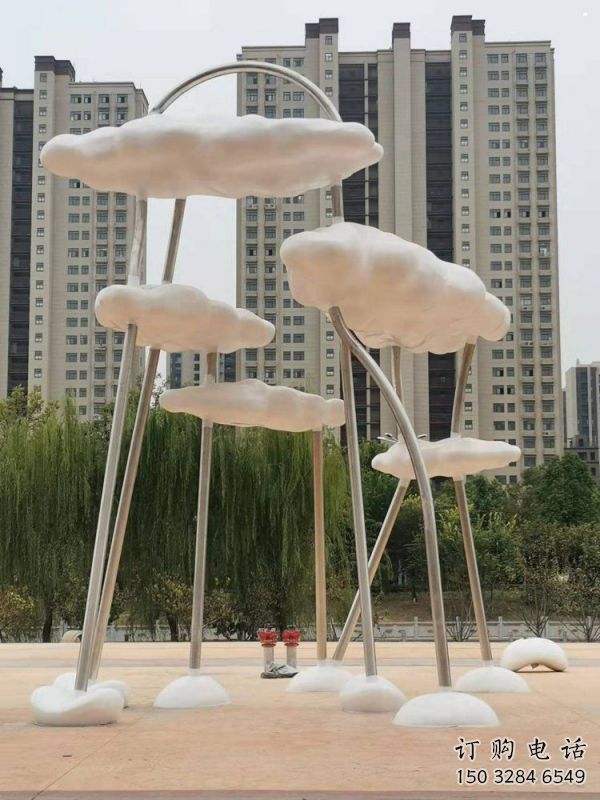 云朵雕塑服務商，創(chuàng)意雕塑，鏤空云朵雕塑訂做