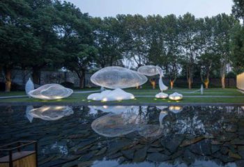 云朵雕塑供應，花園小品，戶外鏤空云朵雕塑展品