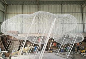 鏤空云朵雕塑，編織工藝制作，金屬景觀雕塑