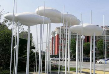 祥云雕塑承接，景區(qū)案例，公園不銹鋼祥云雕塑定制