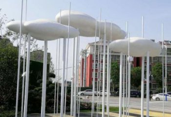 室內(nèi)云朵雕塑，拉絲景觀雕塑，抽象效果