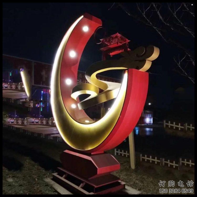 月亮雕塑觀賞型，街景小品，鏤空月亮雕塑主題常用