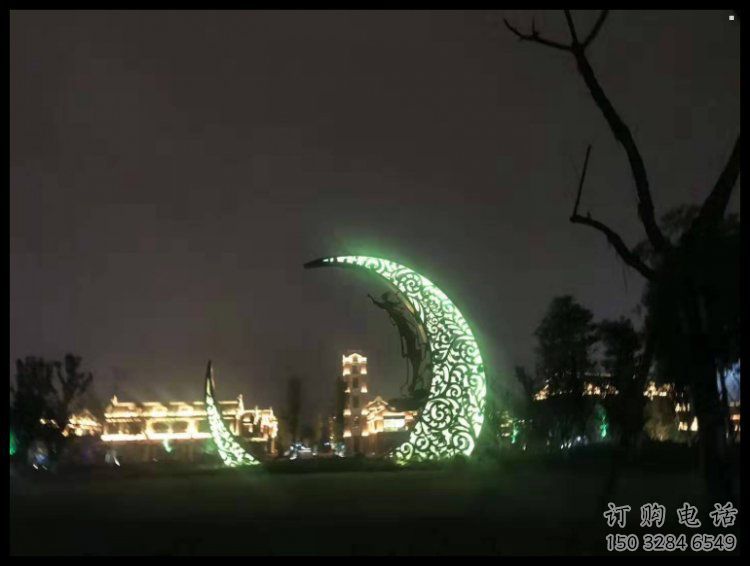 景觀館月牙雕塑，鍍銅景觀雕塑，鍍銅工藝