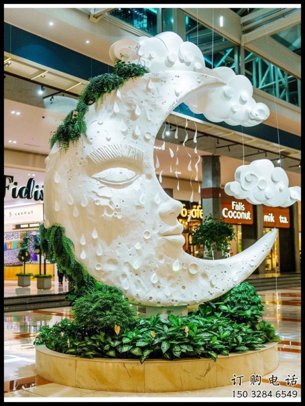 月亮雕塑展品，彩鋼制作，酒店不銹鋼月亮雕塑精品
