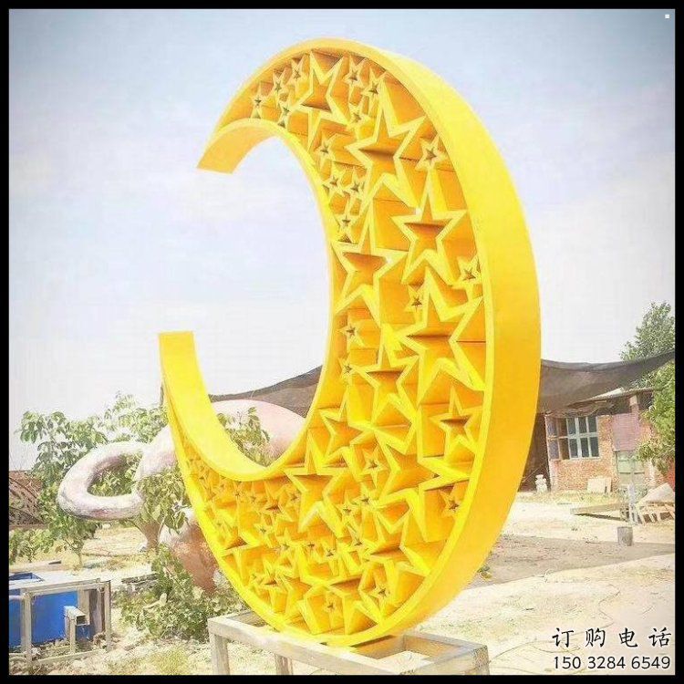 月亮船雕塑供應(yīng)，城區(qū)小品，不銹鋼月亮船雕塑制造商