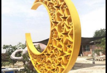 步行街月亮雕塑，鍛造景觀雕塑，鏤空方式