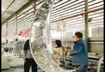 月亮雕塑制作專供，園林裝飾，建筑鏤空月亮雕塑批發(fā)