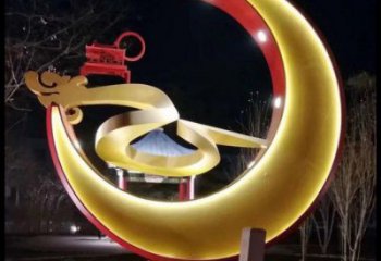 制造月亮雕塑廠家，地標(biāo)擺件，烤漆鏤空月亮雕塑精選