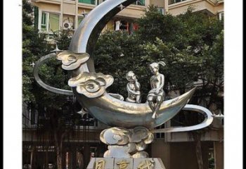 現(xiàn)代月牙雕塑定制，中式工藝，鏤空月牙雕塑造型優(yōu)價(jià)