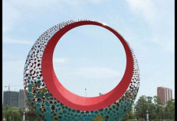 小區(qū)月牙雕塑，拉絲景觀雕塑，抽象效果