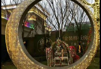 月牙雕塑訂做，城市裝飾，庭院鏤空月牙雕塑展品