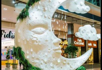 月亮雕塑展品，彩鋼制作，酒店不銹鋼月亮雕塑精品