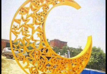月亮雕塑制作承接，陸地?cái)[件，不銹鋼月亮雕塑制造商