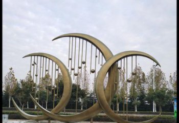 大型月亮雕塑公司，花園小品，月亮水簾雕塑廠家提供