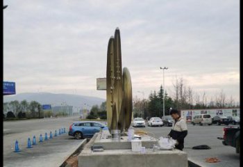 月亮雕塑生產(chǎn)，廣場(chǎng)雕塑，月亮水簾雕塑展品