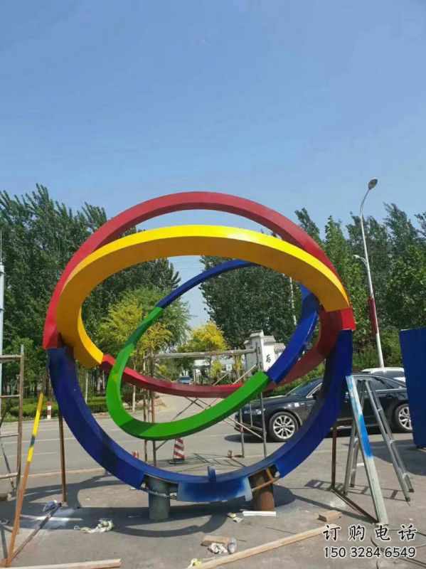 建筑雙環(huán)雕塑精選，露天雕塑，不銹鋼雙環(huán)雕塑訂做
