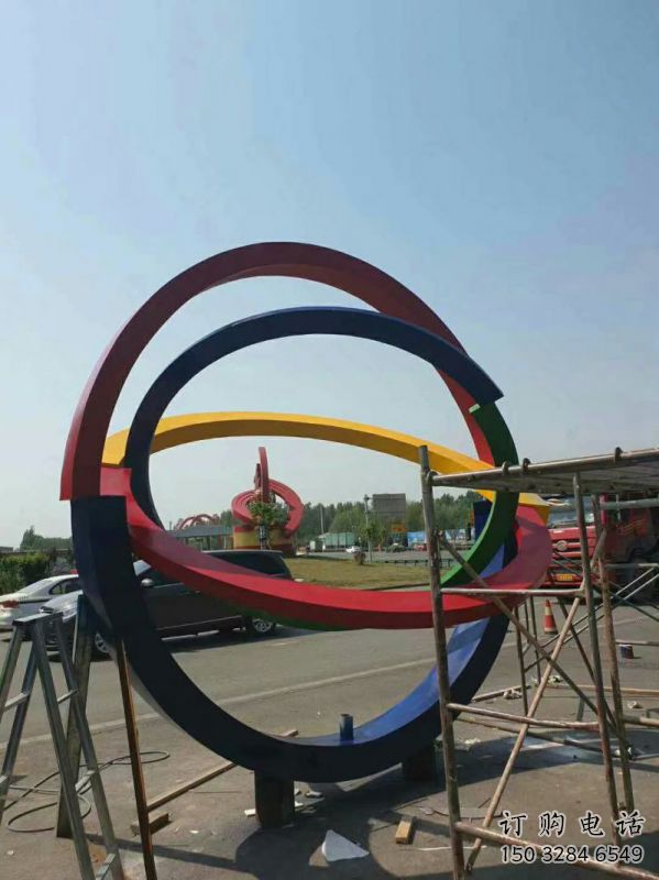 雙環(huán)雕塑制造，歐式風(fēng)格，不銹鋼雙環(huán)雕塑廠家定價(jià)