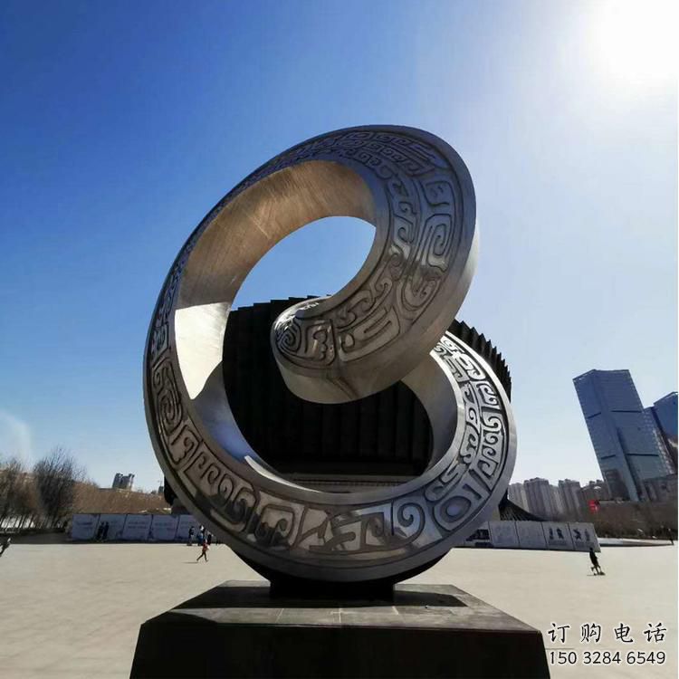 雙環(huán)雕塑提供，美陳雕塑，不銹鋼雙環(huán)雕塑承接