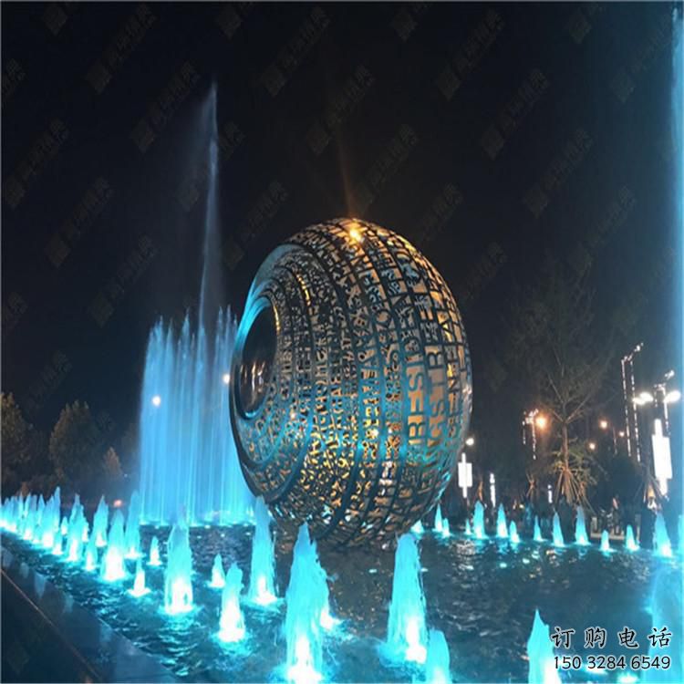 水景圓環(huán)雕塑，燈光配置，燈光圓環(huán)雕塑制作廠家
