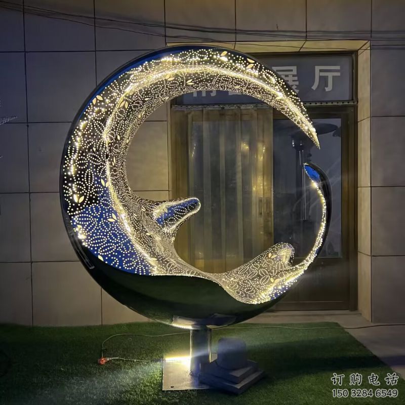制造圓環(huán)雕塑專供，地標(biāo)擺件，燈光圓環(huán)雕塑訂做