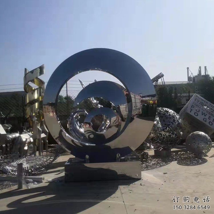 步行街圓環(huán)雕塑，鍛造景觀雕塑，鏤空方式