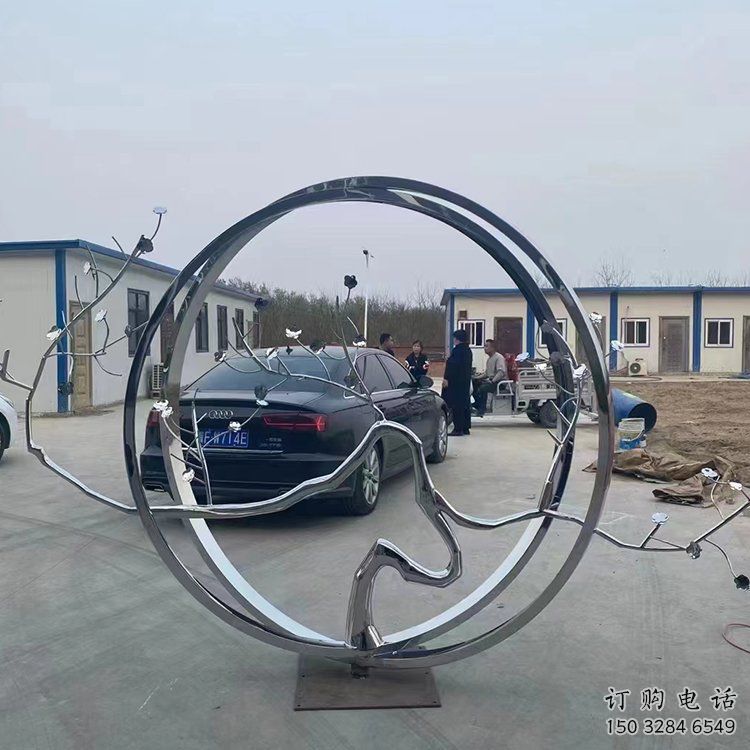 圓環(huán)雕塑，鏤空景觀雕塑，抽象效果