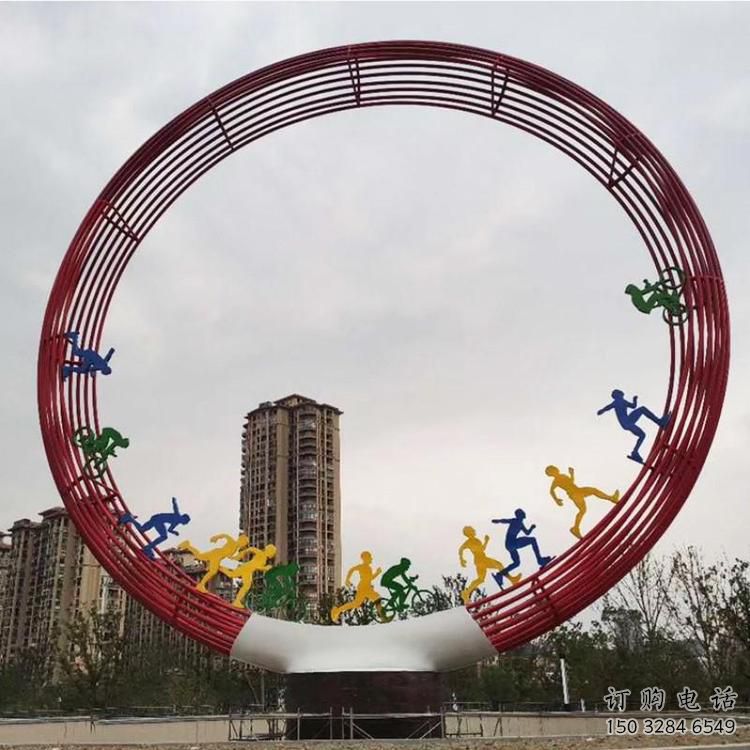 圓環(huán)雕塑點擊，地標(biāo)擺件，烤漆圓環(huán)雕塑承接