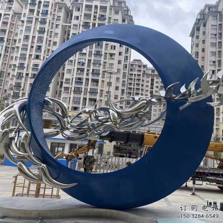 圓環(huán)雕塑訂做，城市雕塑，烤漆圓環(huán)雕塑專供