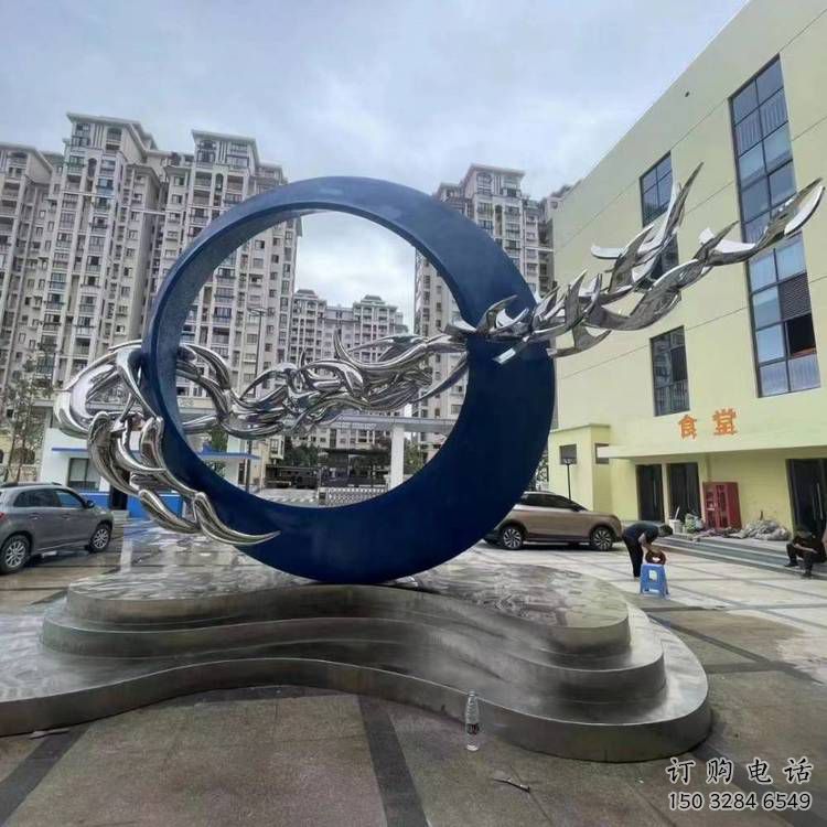 圓環(huán)雕塑定做，小區(qū)擺件，烤漆圓環(huán)雕塑制作