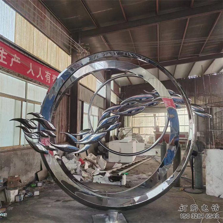 圓環(huán)雕塑觀賞型，廣場系列，民俗烤漆圓環(huán)雕塑優(yōu)選