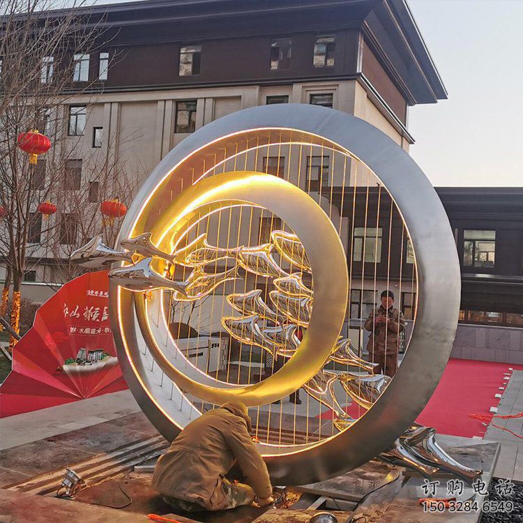 圓環(huán)雕塑精品，景觀概念，烤漆圓環(huán)雕塑通用