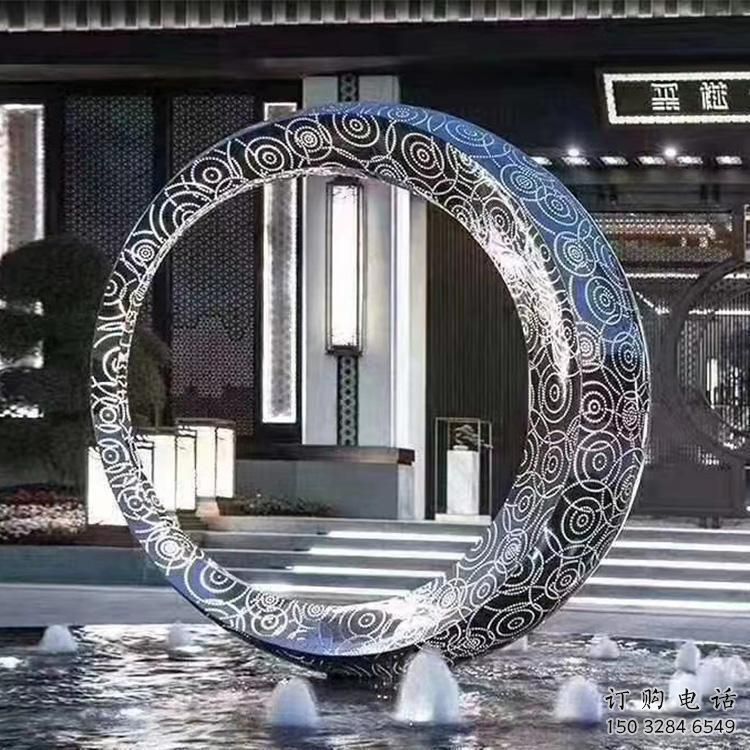 圓環(huán)雕塑標(biāo)準(zhǔn)，景觀雕塑，不銹鋼圓圈雕塑廠家提供