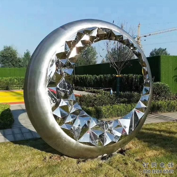 圓圈雕塑訂做，景區(qū)案例，不銹鋼圓圈雕塑定制
