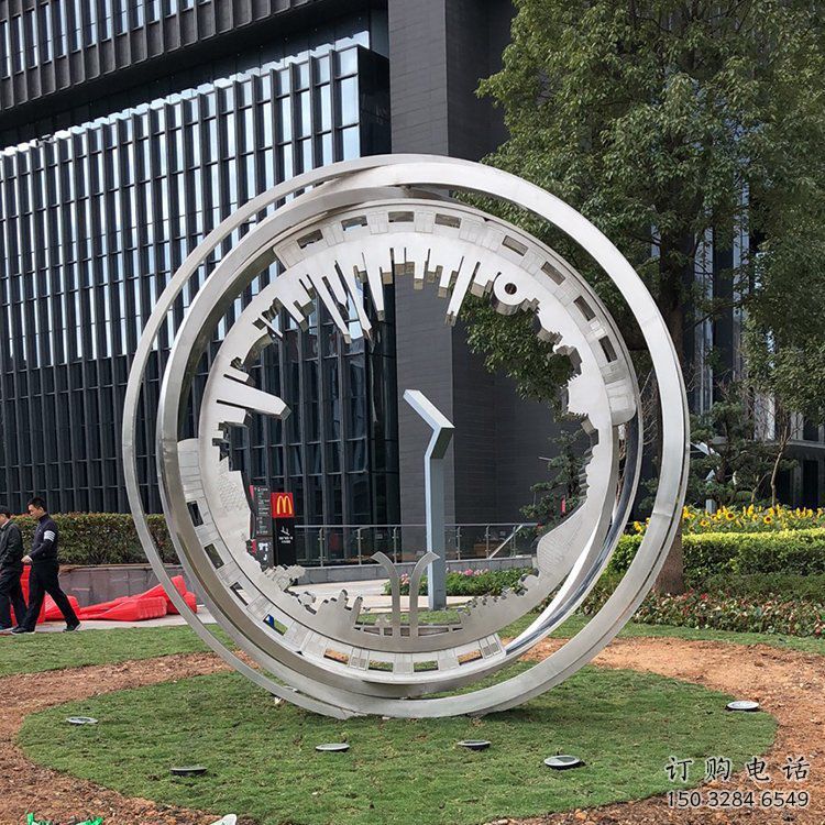 圓圈雕塑定制，村標(biāo)概念，景觀不銹鋼圓圈雕塑預(yù)定