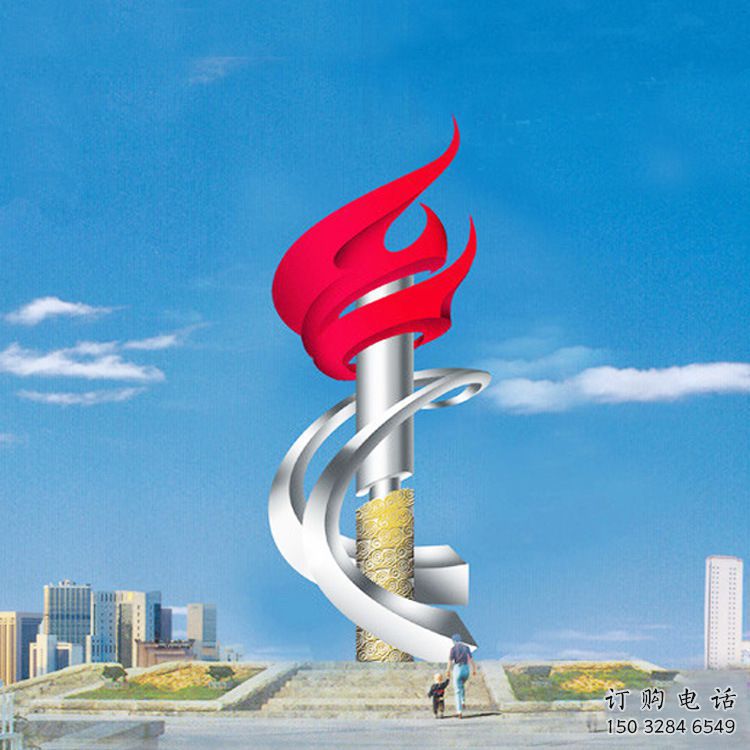 火把雕塑供應(yīng)，烤漆雕塑，不銹鋼火把雕塑廠家